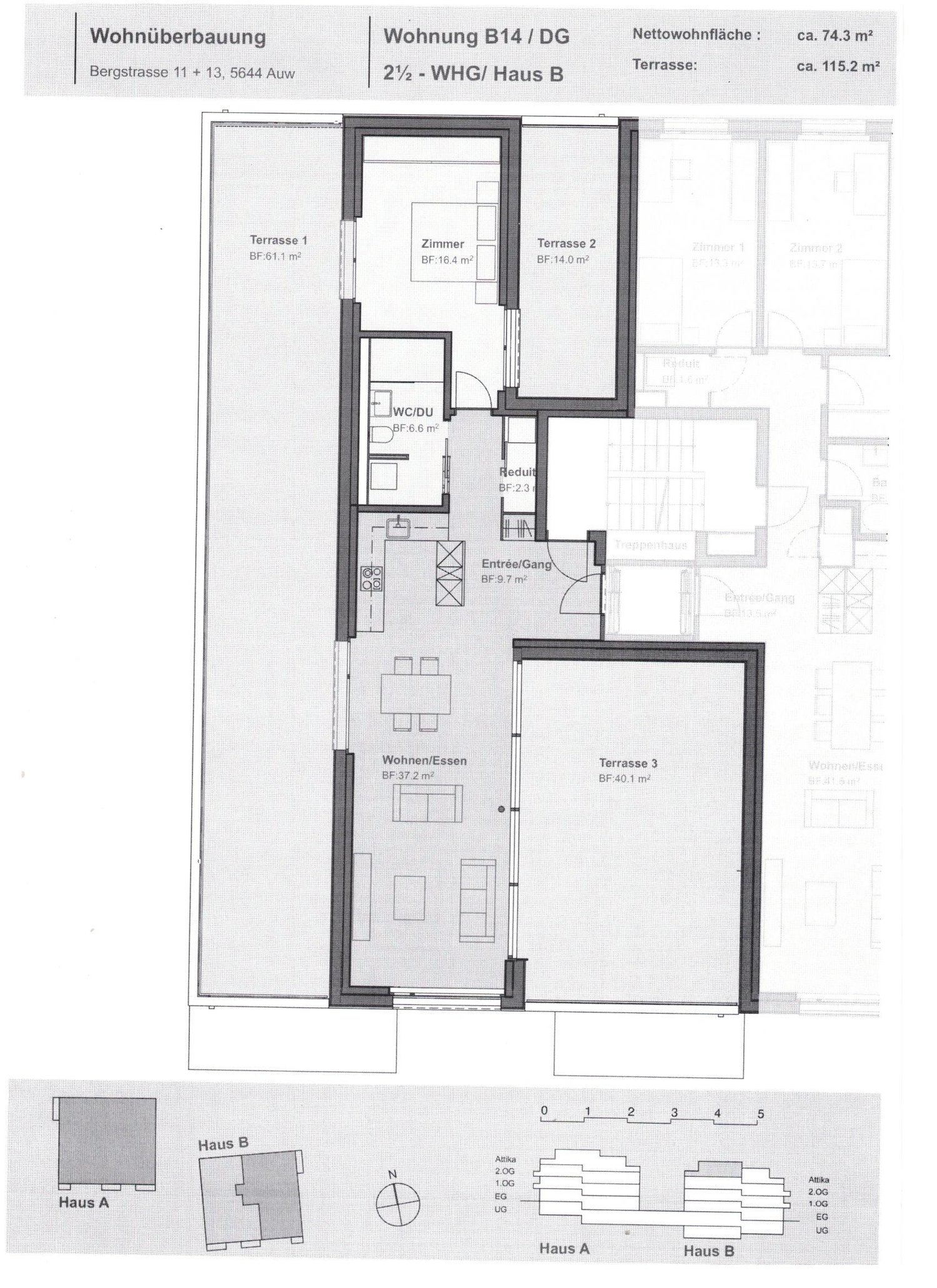 Moderne 2.5-Zimmer-Dachwohnung mit Terrassen in Auw - Bild 1