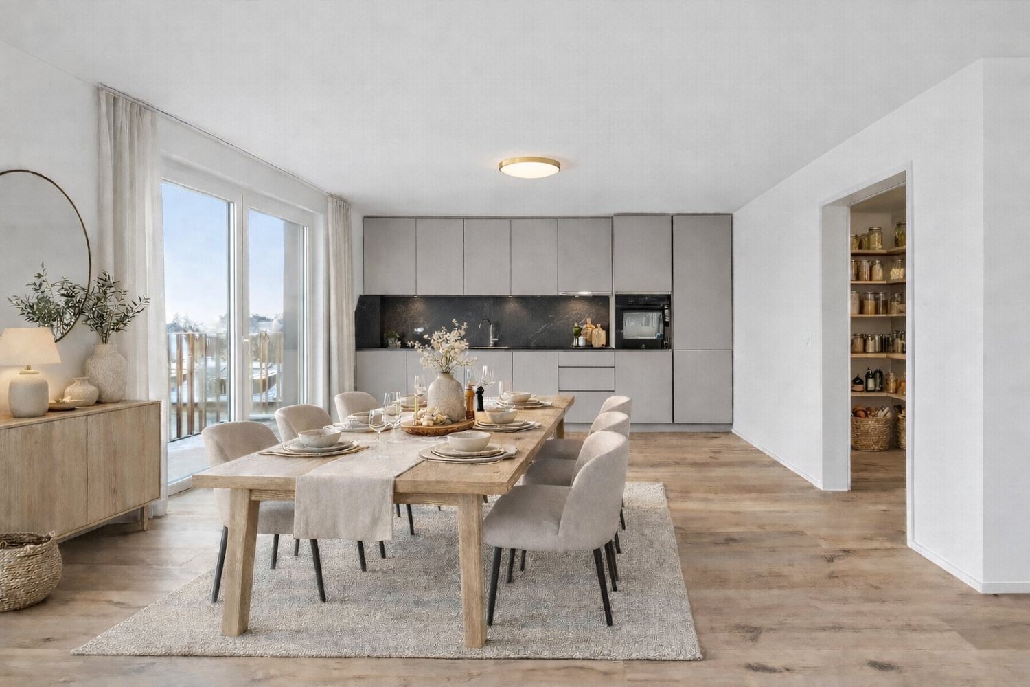 Schlossstrasse - Wohnqualität mit Charakter. - Staging Essbereich + Küche