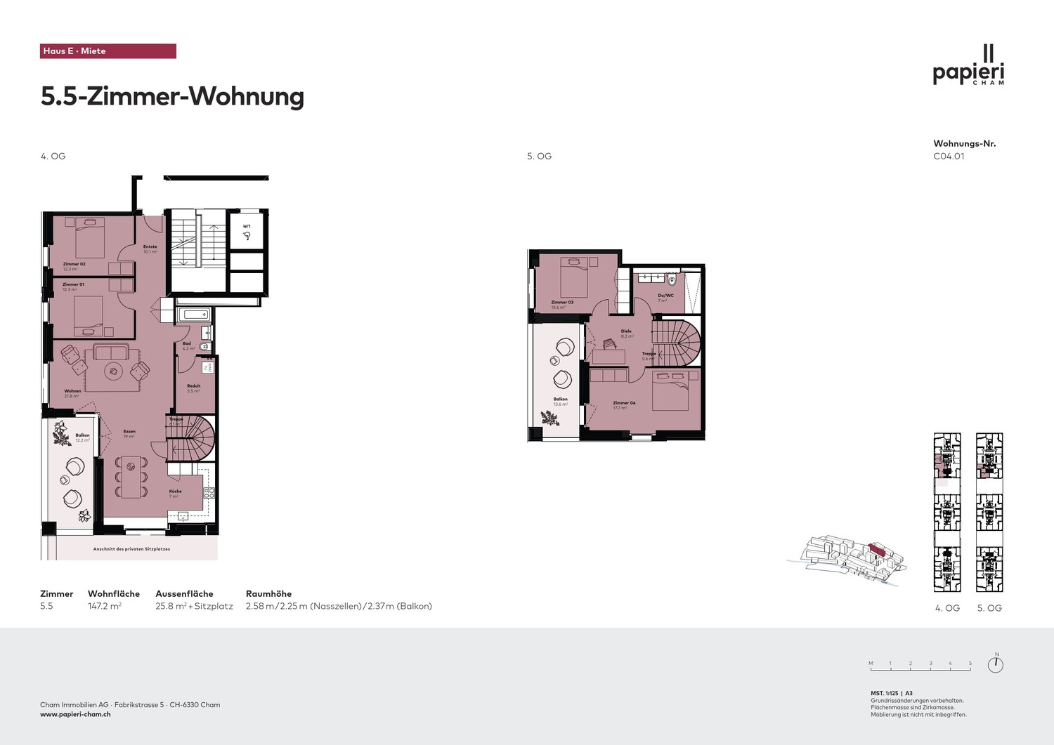 5.5 Zimmer-Maisonettewohnung mit Dachterrasse | Papieri-Areal - Bild 6