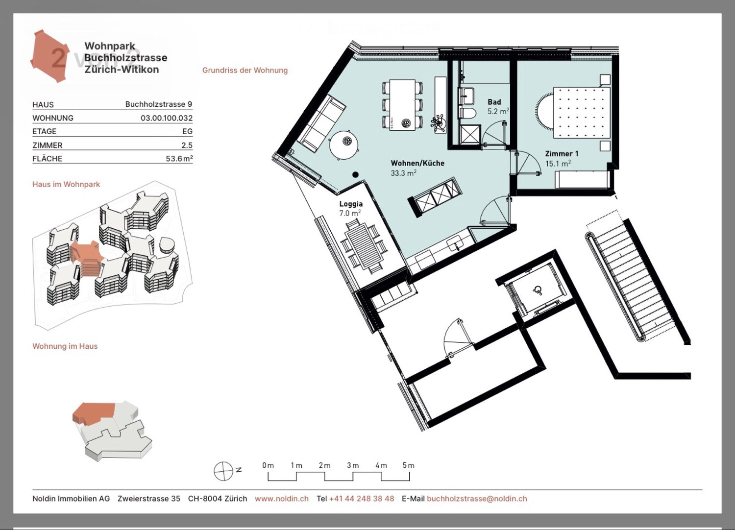 2.5-Zimmer Neubauwohnung mit Gartenloggia in Zürich - Bild 2