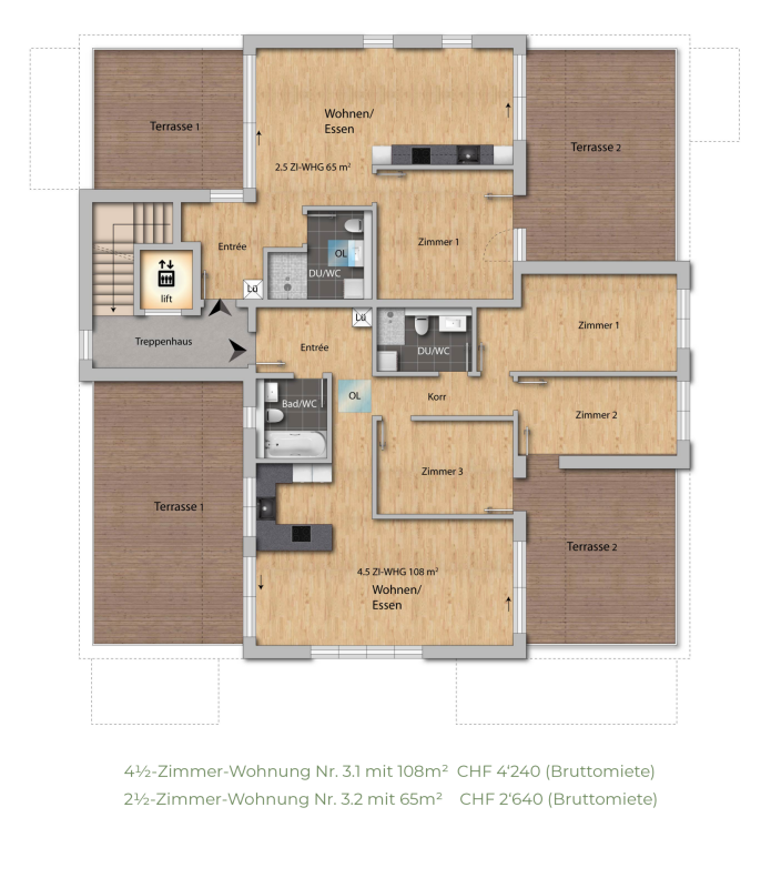 Upgrade your Living! 2½-Zimmer-Attikawohnung mit hohem Ausbaustandard und vielen Extras - Grundrissplan Attikageschoss