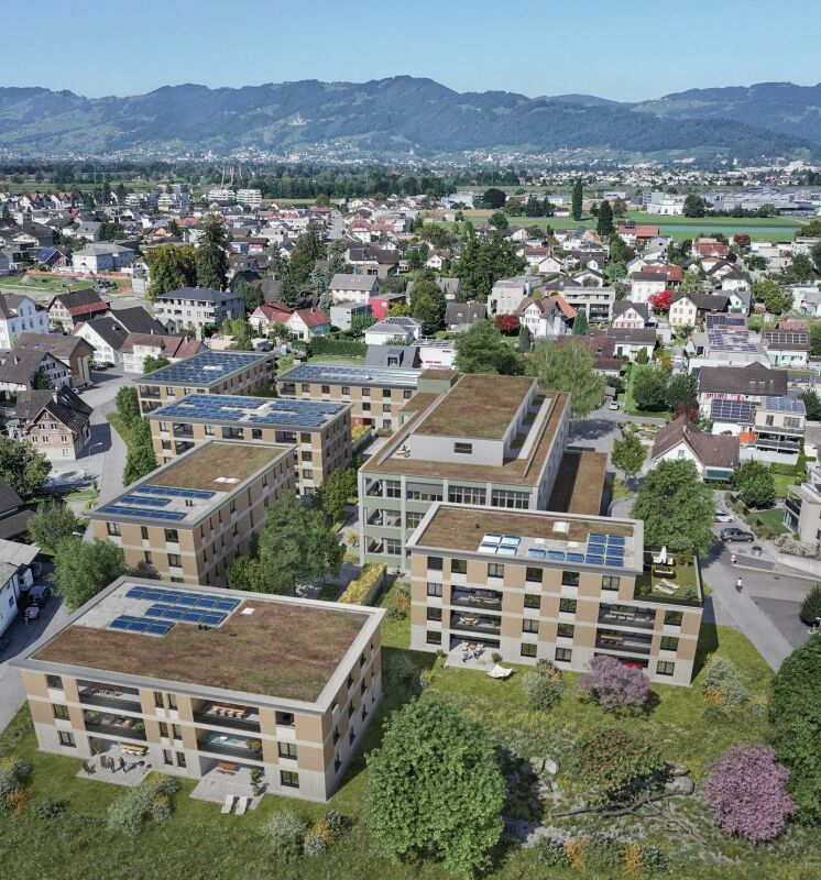rhystäffeli - Exklusive 4.5 Zimmer-Neubauwohnung an privilegierter Lage - Ansicht auf das Projekt (Visualisierung)