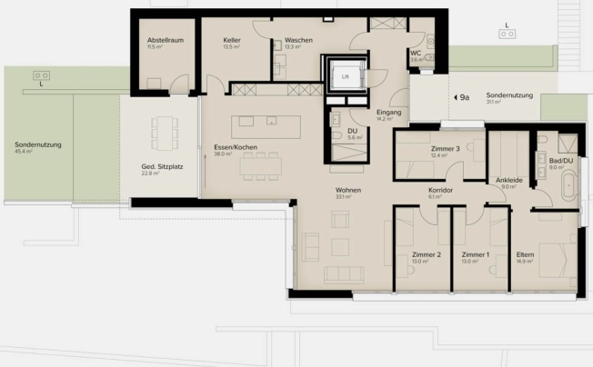 Traumhafte Fernsicht auf Alpstein mit Säntis und Churfirsten - 5.5-Zi.-Terrassenhaus - Bild 13