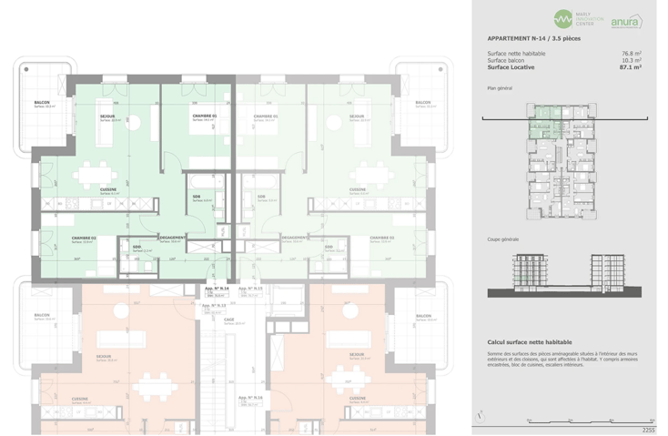 Superbe appartement neuf de 3.5 pièces à louer à Marly - Plan