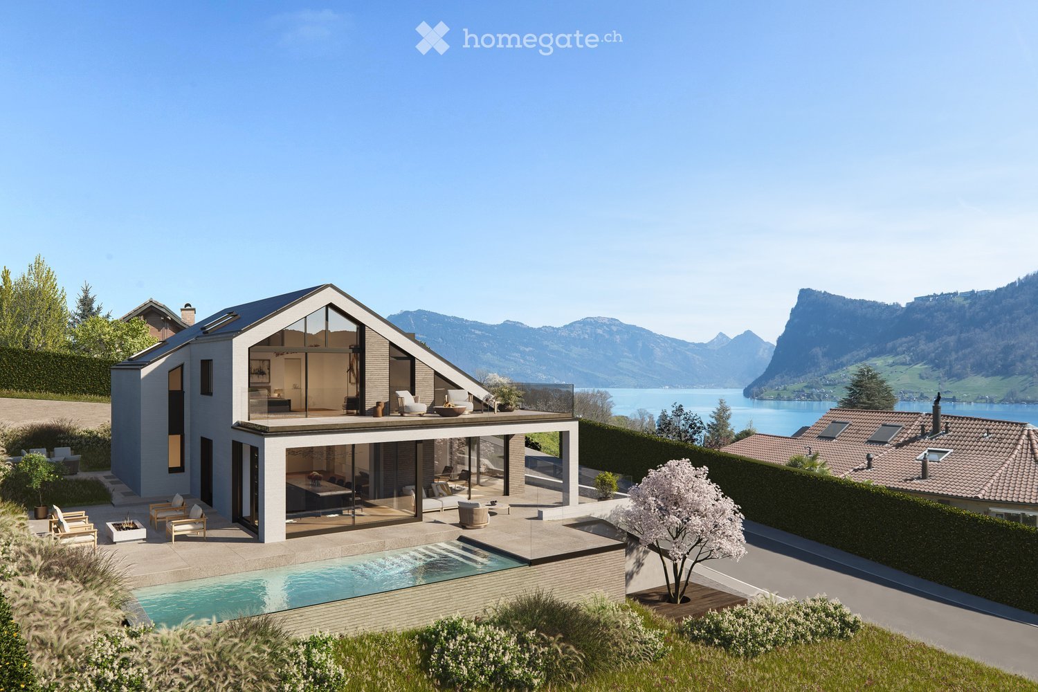 Villa in Kastanienbaum – an bester Lage mit Panoramablick auf See und Alpen - Bild 1