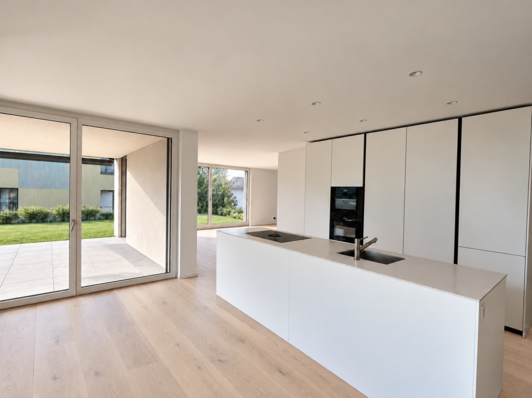 Exklusive 3.5-Zimmer-Gartenwohnung mit grosszügigem 100 m² Privatgarten - Offene und helle Küche
