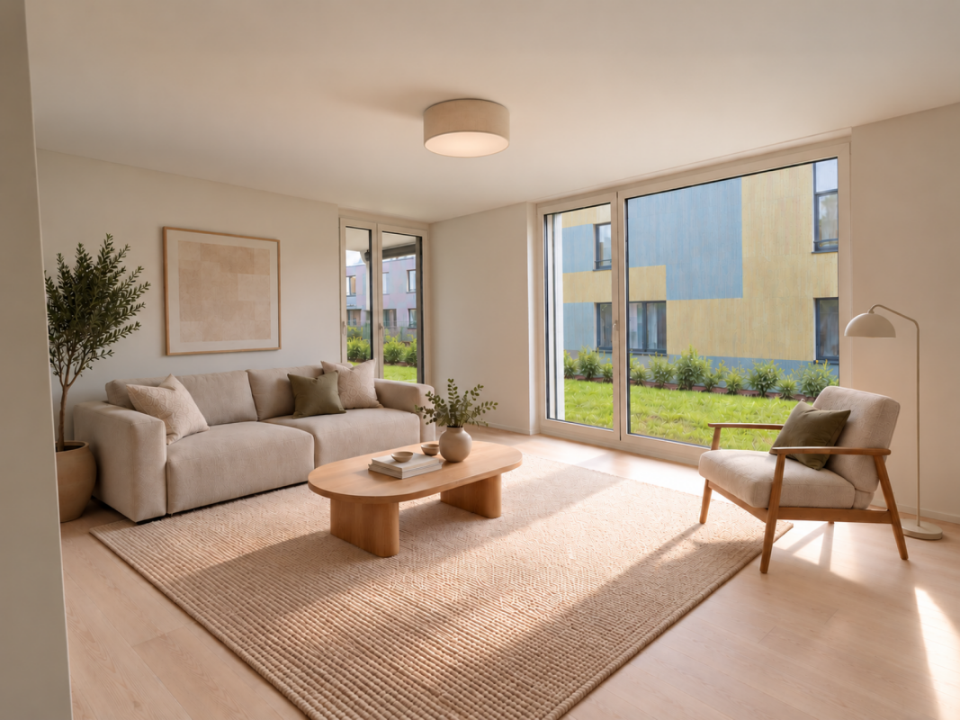 Exklusive 3.5-Zimmer-Gartenwohnung mit grosszügigem 100 m² Privatgarten - Wohnbereich