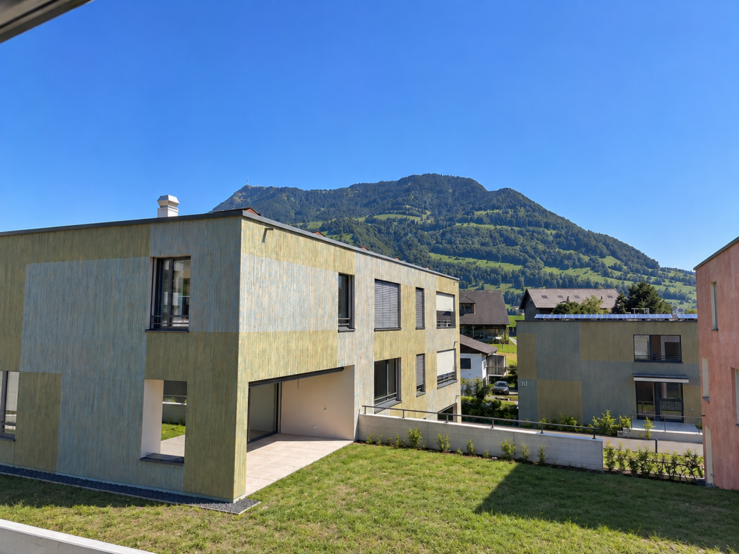 3.5-Zimmer-Gartenwohnung mit 118 m² Wohnkomfort - Erstbezug in Merlischachen - Traumhafter Ausblick zur Rigi