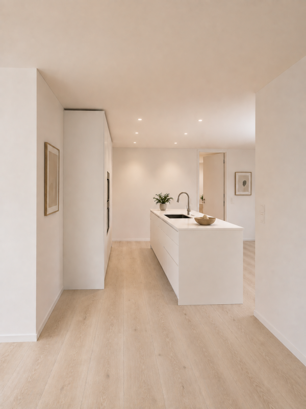 3.5-Zimmer-Gartenwohnung mit 118 m² Wohnkomfort - Erstbezug in Merlischachen - Helle und hochwertige Küche mit Miele-Geräten