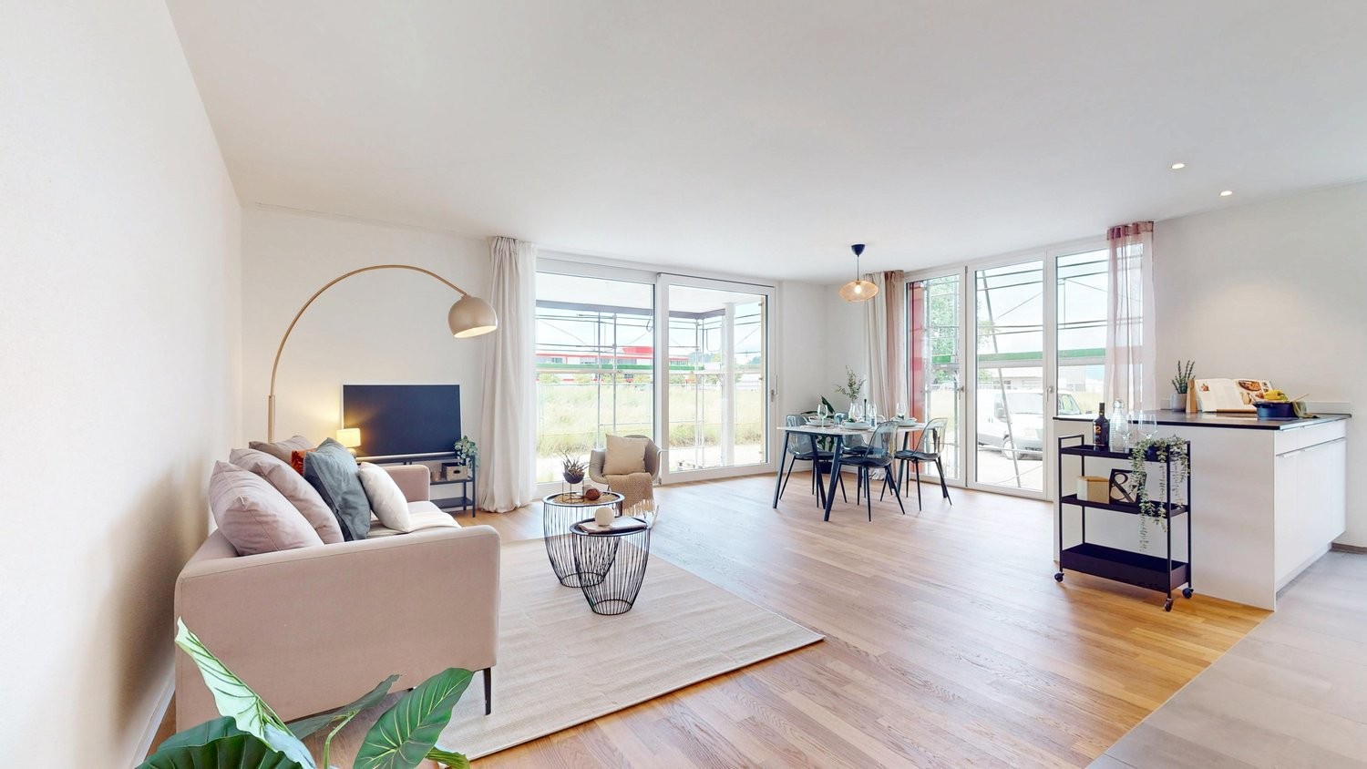 Neu & Zentral - 1.5-Zimmerwohnung mit Gartensitzplatz im Erstbezug - Wohnraum (3.5-Zimmer-Musterwohnung)