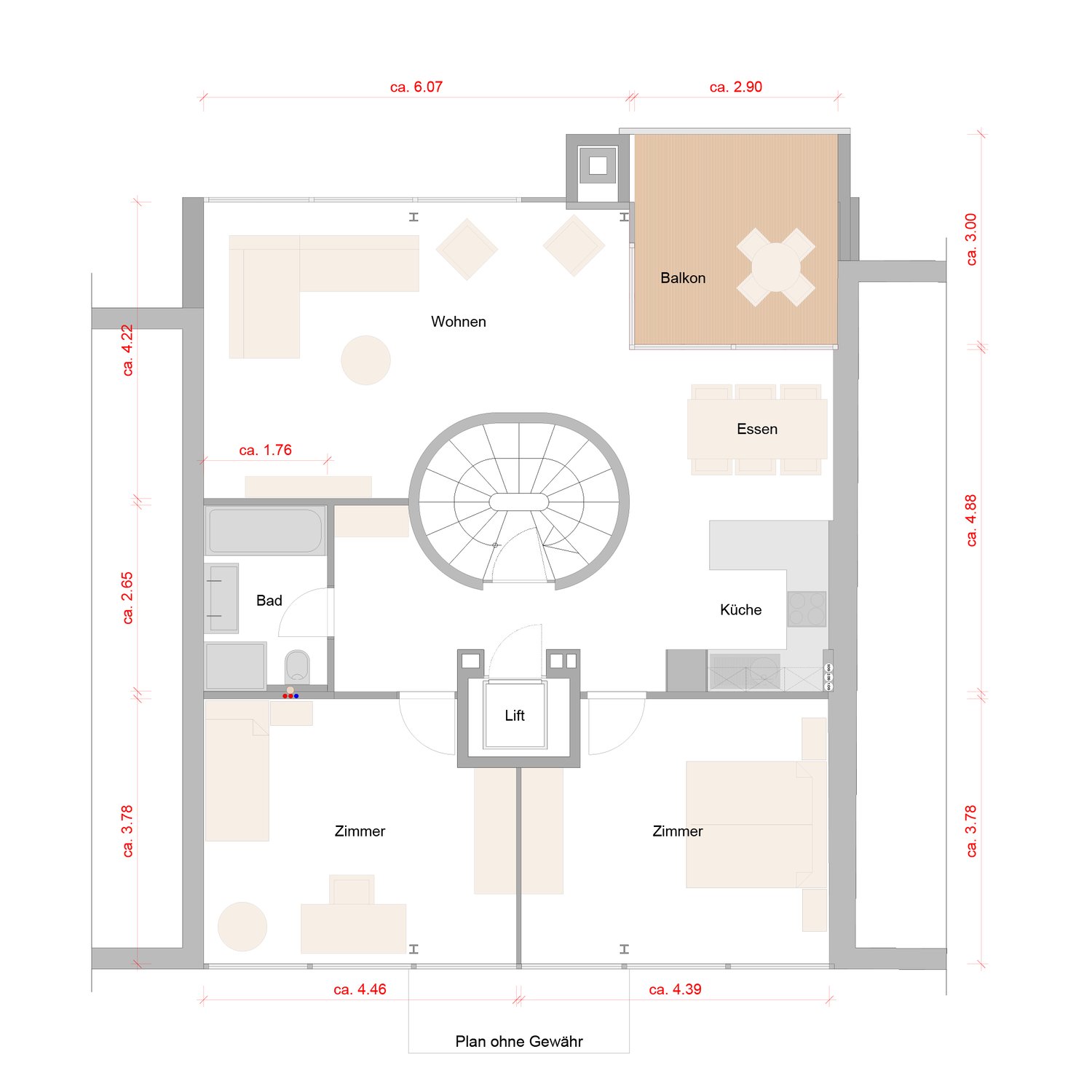 Sanierte 3.5-Zi-Whg mit Terrasse und Balkon - plan-j34-2og