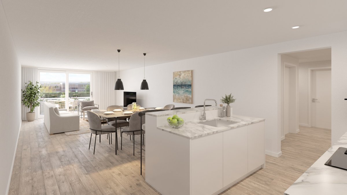 Wohnen im Alter - Neubau an bester Lage - Eleganter Wohnbereich mit offener Küche
