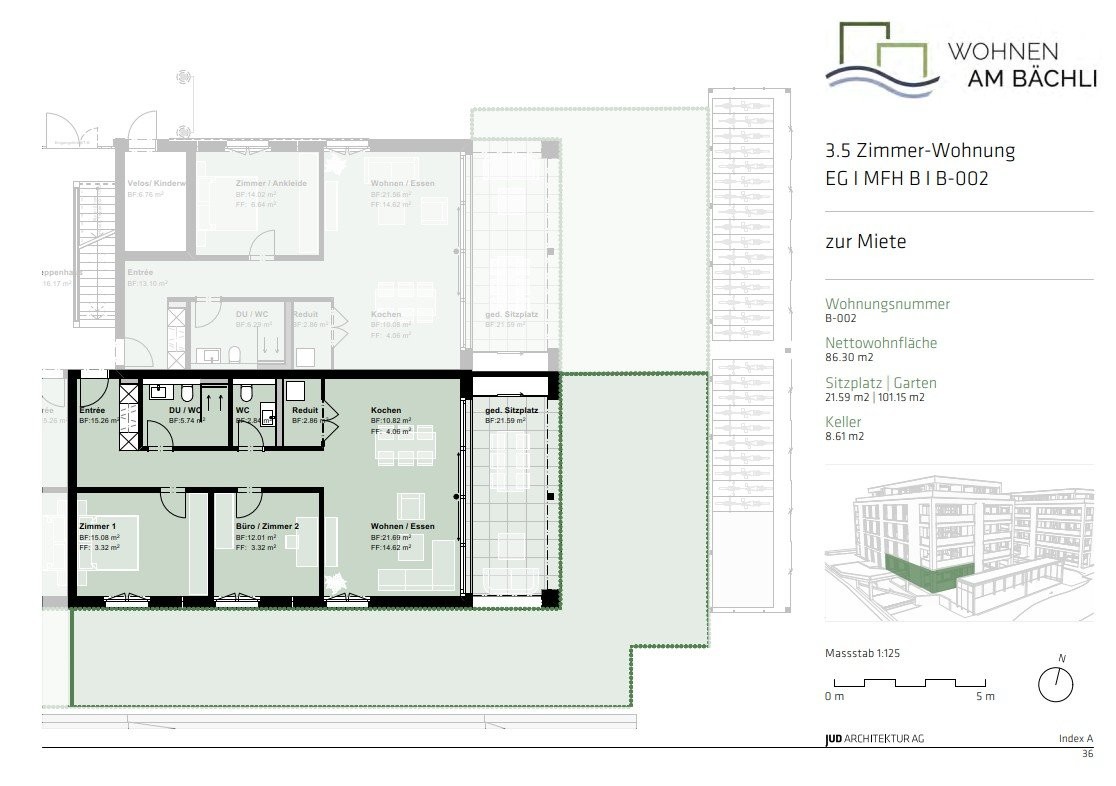 Hochmoderne 3.5-Zimmerwohnung im Erdgeschoss in Zofingen - Grundrissplan