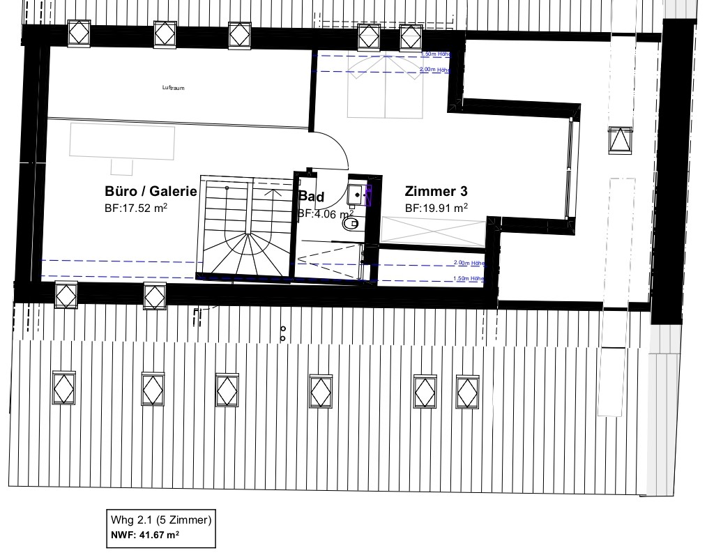 Modernes Wohnen im alten Bauernhaus in Frick - Grundriss Whg. 2.1 DG