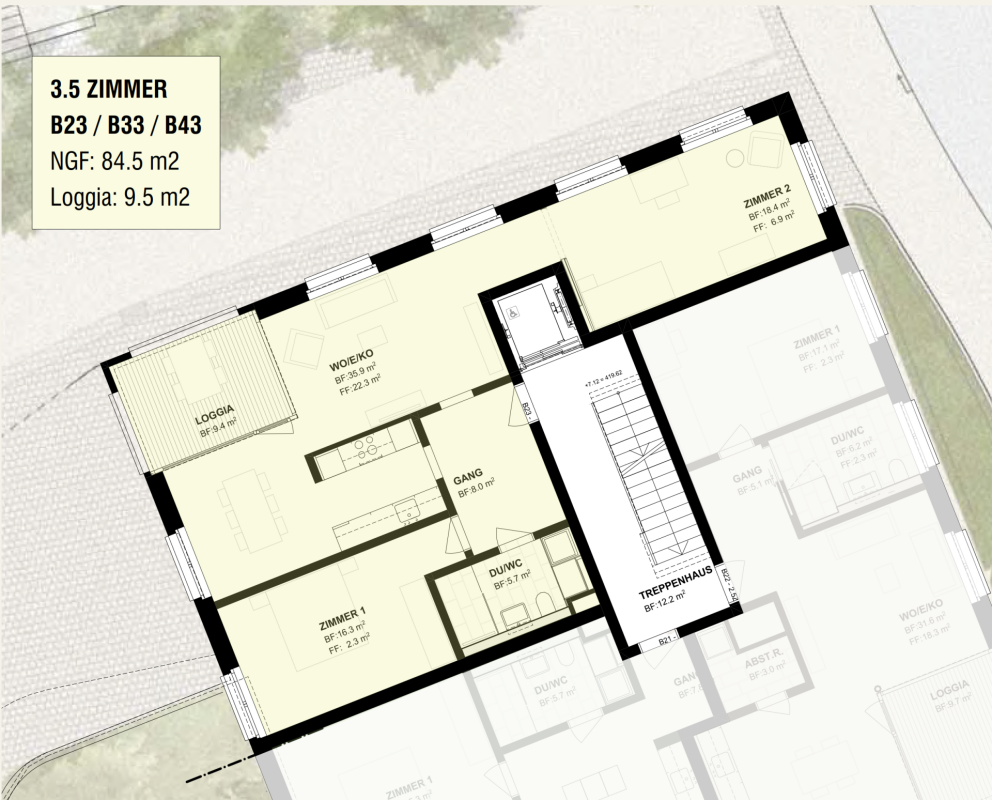 3.5-Zimmerwohnung in Benken - Grundriss
