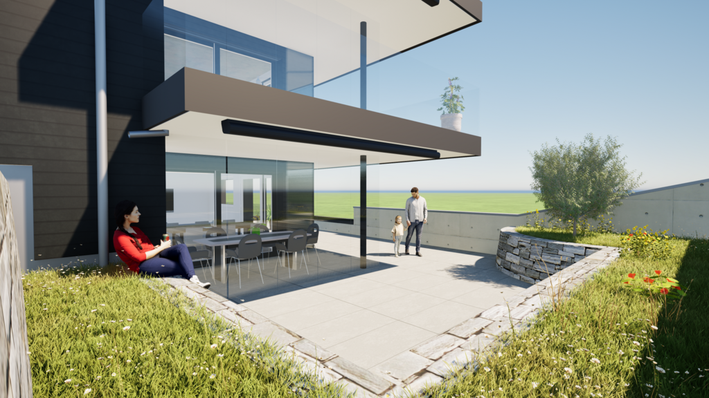 Exklusive 4.5 Zimmer Gartenwohnung mit Fernsicht(Neubau) - Grosszügiger, teils gedeckter Sitzplatz