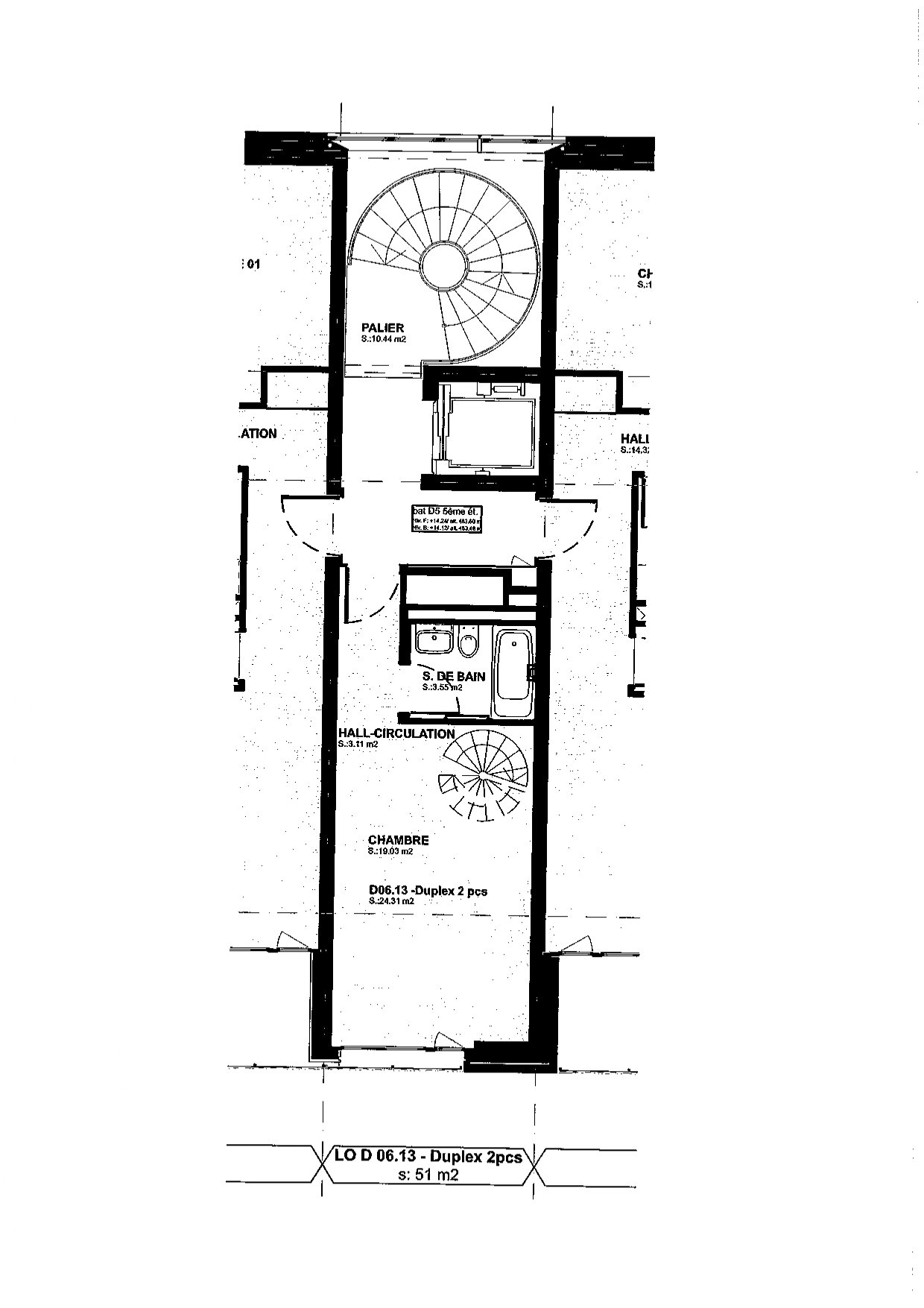 BS8-D-06.13 de 2.5 pièces au 6ème étage - Plan étage supérieur