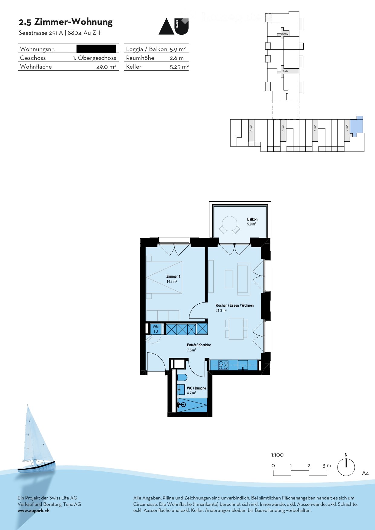 Erstvermietung: 2.5‑Zimmer‑Eckwohnung in Au, Wädenswil (ZH) - Bild 2
