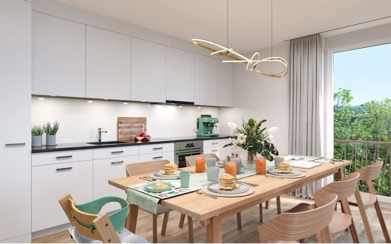 Top moderne Wohnung in hochwertigem Neubau "Allverte" in Allschwil - Küche
