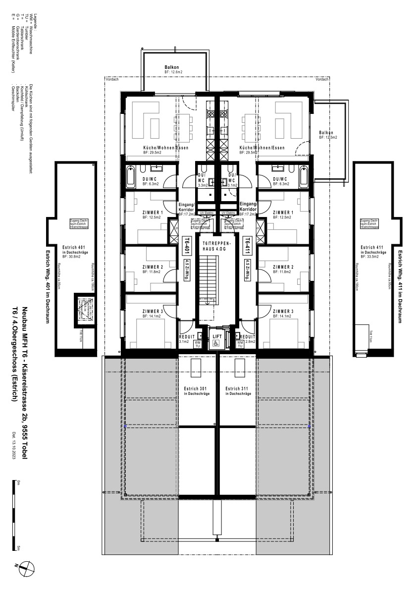grosszügige Dachwohnung,  "Zentrum Tobel" - Grundriss Dachwohnungen Ost (411)