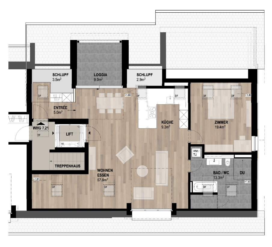 Tolle 2 1/2-Zimmer-Dachwohnung im umgebauten Altbau mit direktem Liftzugang - Bild 3