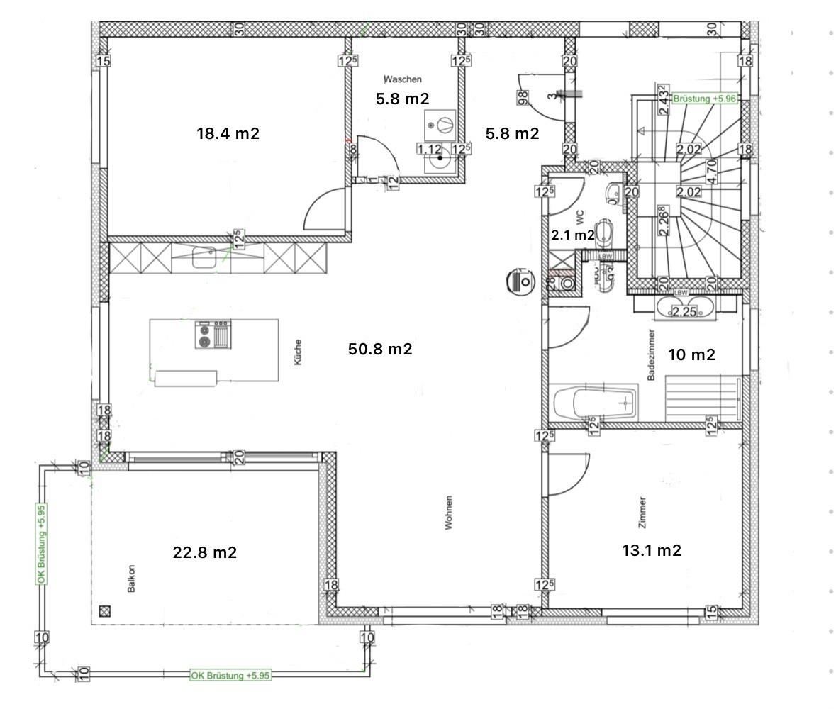 Erstbezug im Eigentumsstandard: 106 m² | 22.8 m² Süd-Balkon | Panorama-Fenster - Grundriss