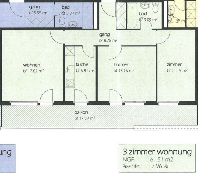 Erstvermietung nach Sanierung, 3-Zimmer-Wohnung mit grossem sonnigem Balkon - Bild 12