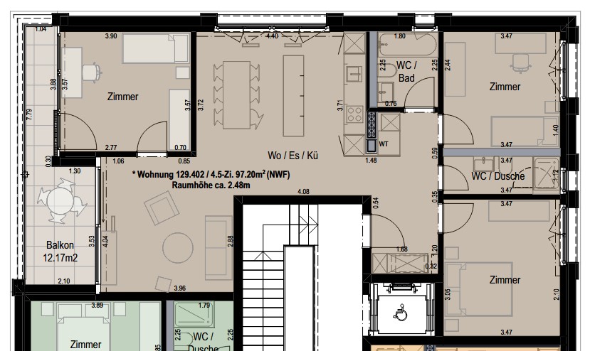 Moderne 4.5-Zimmer-Wohnung mit Balkon und Blick ins Grüne - Bild 7