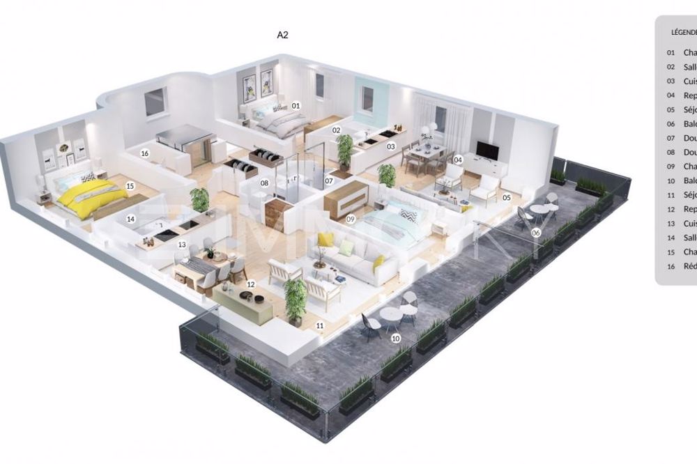 Attikawohnung | 1911, Ovronnaz - plan 3 d Attique A2 204