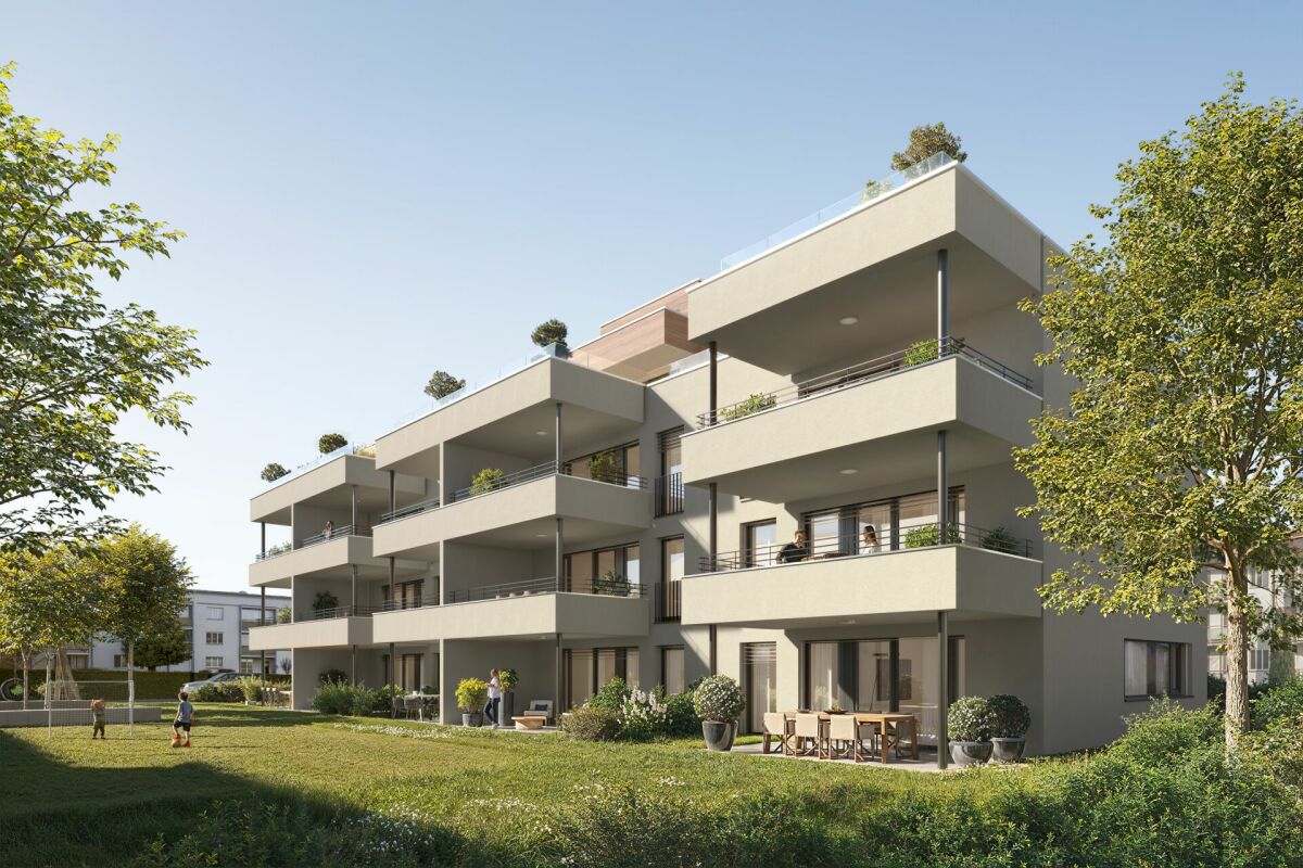 Erstbezug - Moderne 2½ Zimmer-Wohnung in ruhigem Quartier - Gebäude mit Umgebung