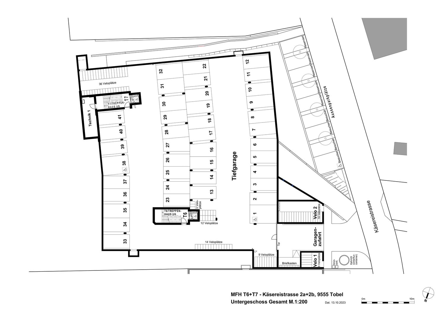grosszügige Dachwohnung,  "Zentrum Tobel" - Grundriss Tiefgarage