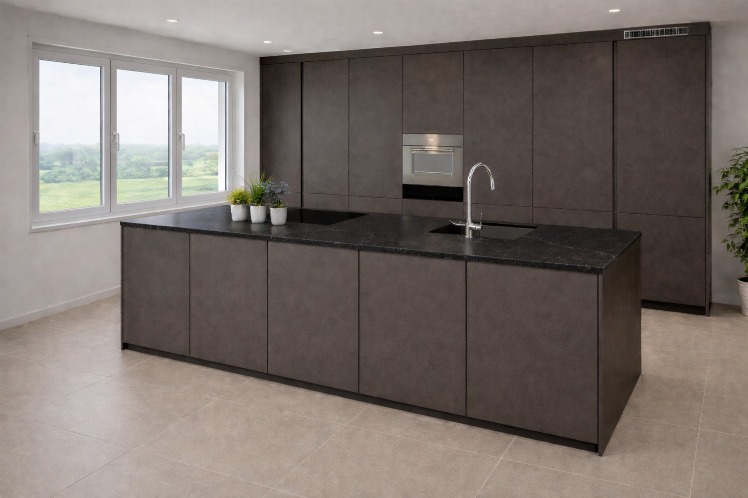 Erstbezug im Eigentumsstandard: 106 m² | 22.8 m² Süd-Balkon | Panorama-Fenster - Moderne Küche mit hochwertiger Ausstattung und viel Stauraum