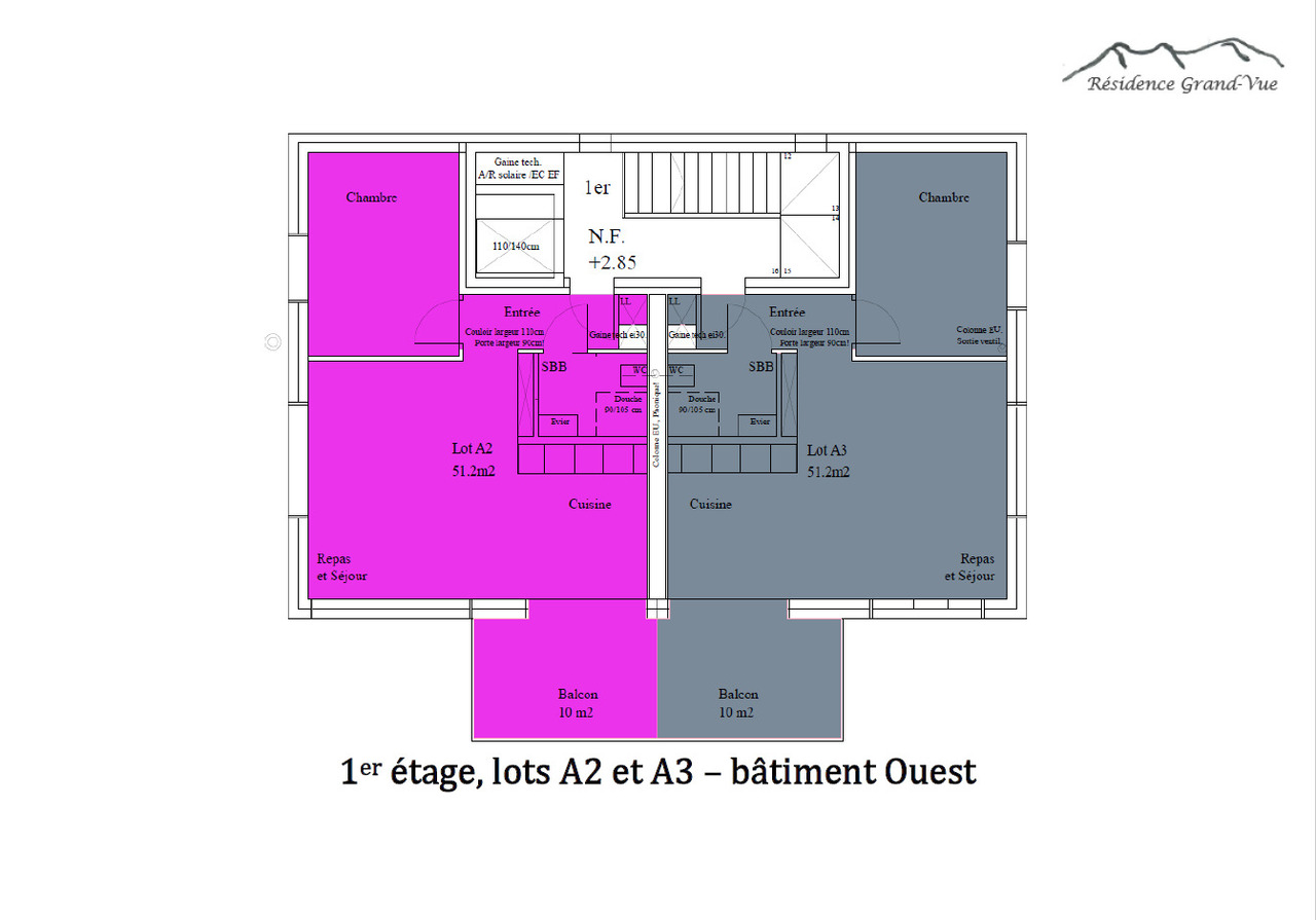 Appt neuf de 2.5 pces - 1er étage Magnifique vue sur les Alpes - A3