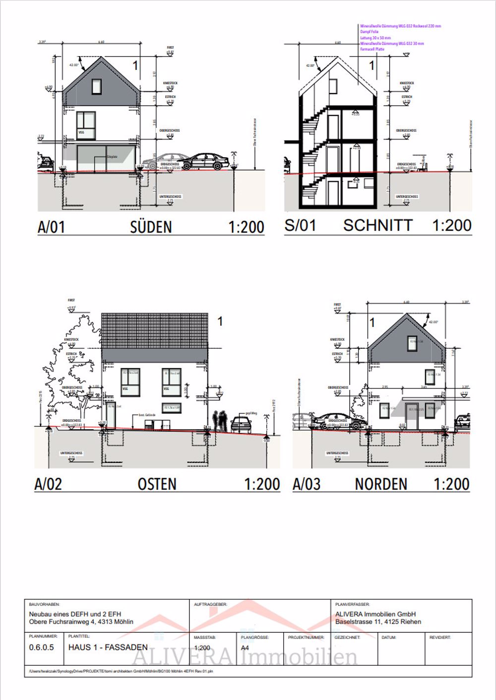 Modernes, Einfamilienhaus in Möhlin Obere Fuchsrainstrasse 4A - Haus 1 Fassade