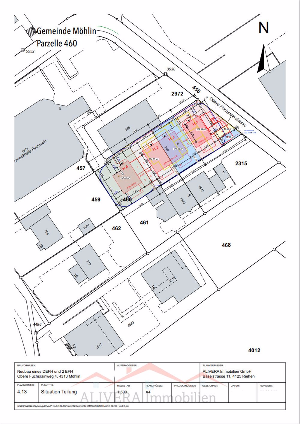 Modernes, Einfamilienhaus in Möhlin Obere Fuchsrainstrasse 4A - Situations Plan