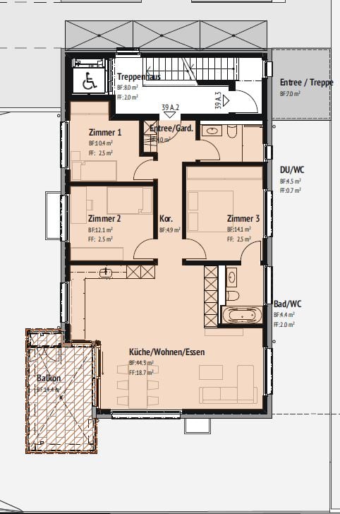 Exklusives Wohnerlebnis am Achenberg: Erstvermietung im Eigentumsstandard - Grundriss 4.5 ZWG 1. OG
