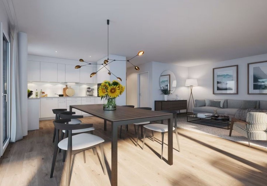 Moderne 4.5-Zimmerwohnung zu vermieten - 00 Küche-, Ess- und Wohnbereich