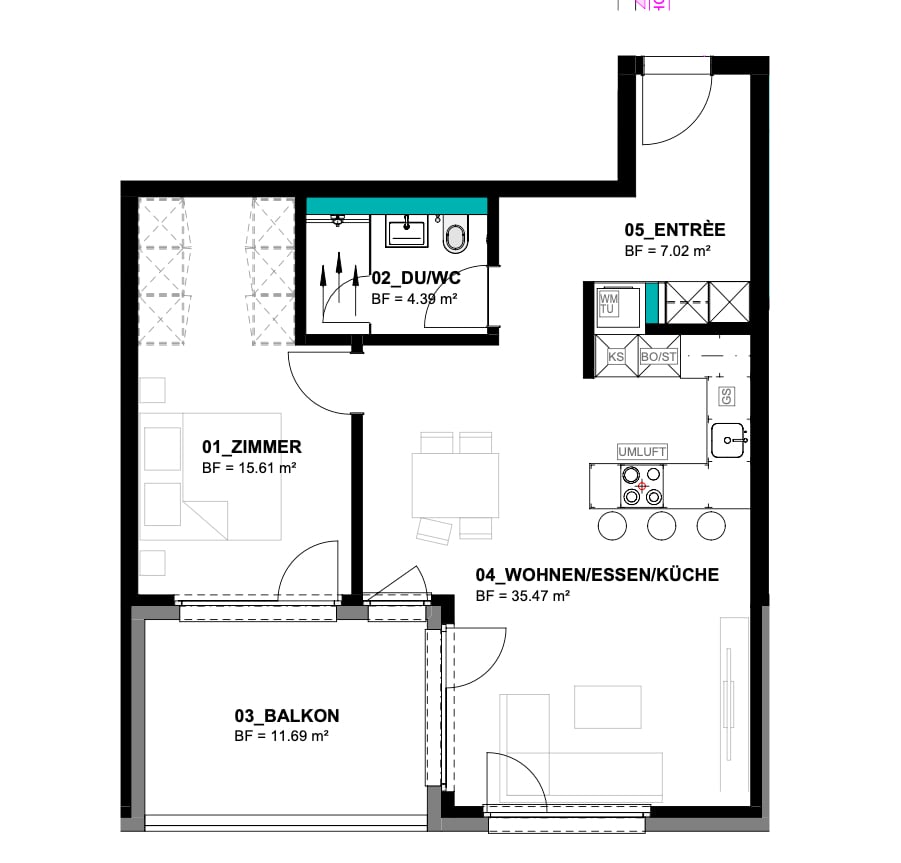 Moderne 2.5-Zimmer-Wohnung mit grossem Balkon in Wängi - Bild 5