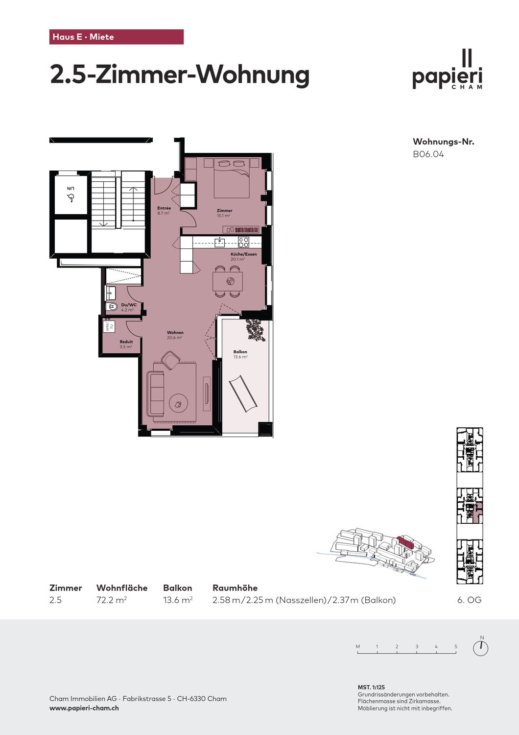 Stilvolle 2.5 Zimmer-Wohnung| Papieri-Areal - Grundriss B06.04
