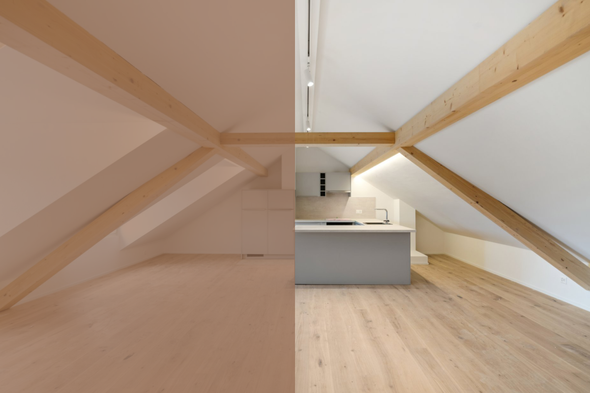 Hochwertige 3.5-Zimmer-Dachmaisonette-Wohnung mit Komfort - Wohn- und Essbereich mit Balkon im Dachgeschoss