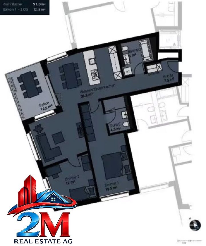 Moderne 3-Zimmer-Wohnung in ruhiger Lage von Altstätten - Bild 6