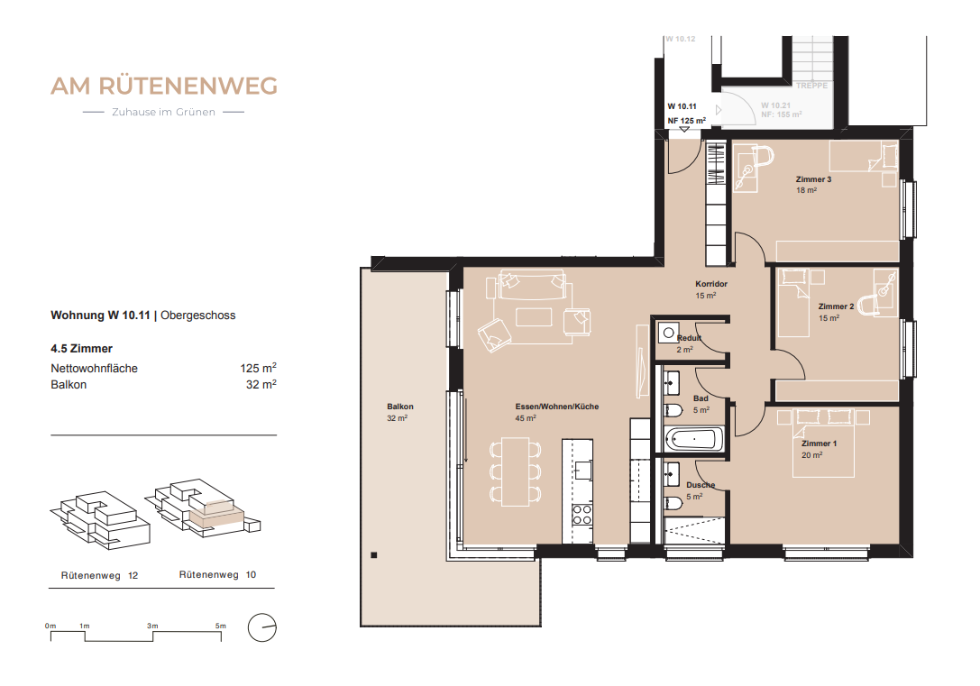 4.5-Zimmer-Neubauwohnung im Projekt "Am Rütenenweg" in Feuerthalen - Grundriss