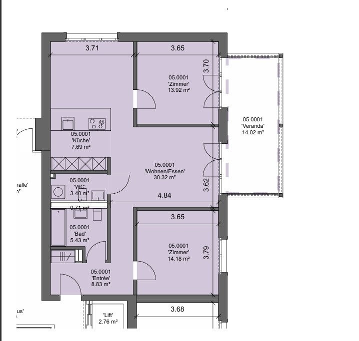 Attraktive 3.5 Zimmer-Wohnung mit grosszügigem Sitzplatz zu vermieten! - Grundriss
