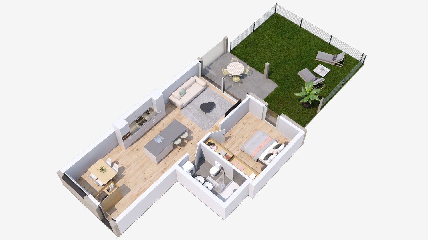 Appartement 2.5p neuf - rez-de-chaussée - terrasse et gazon - Bild 3