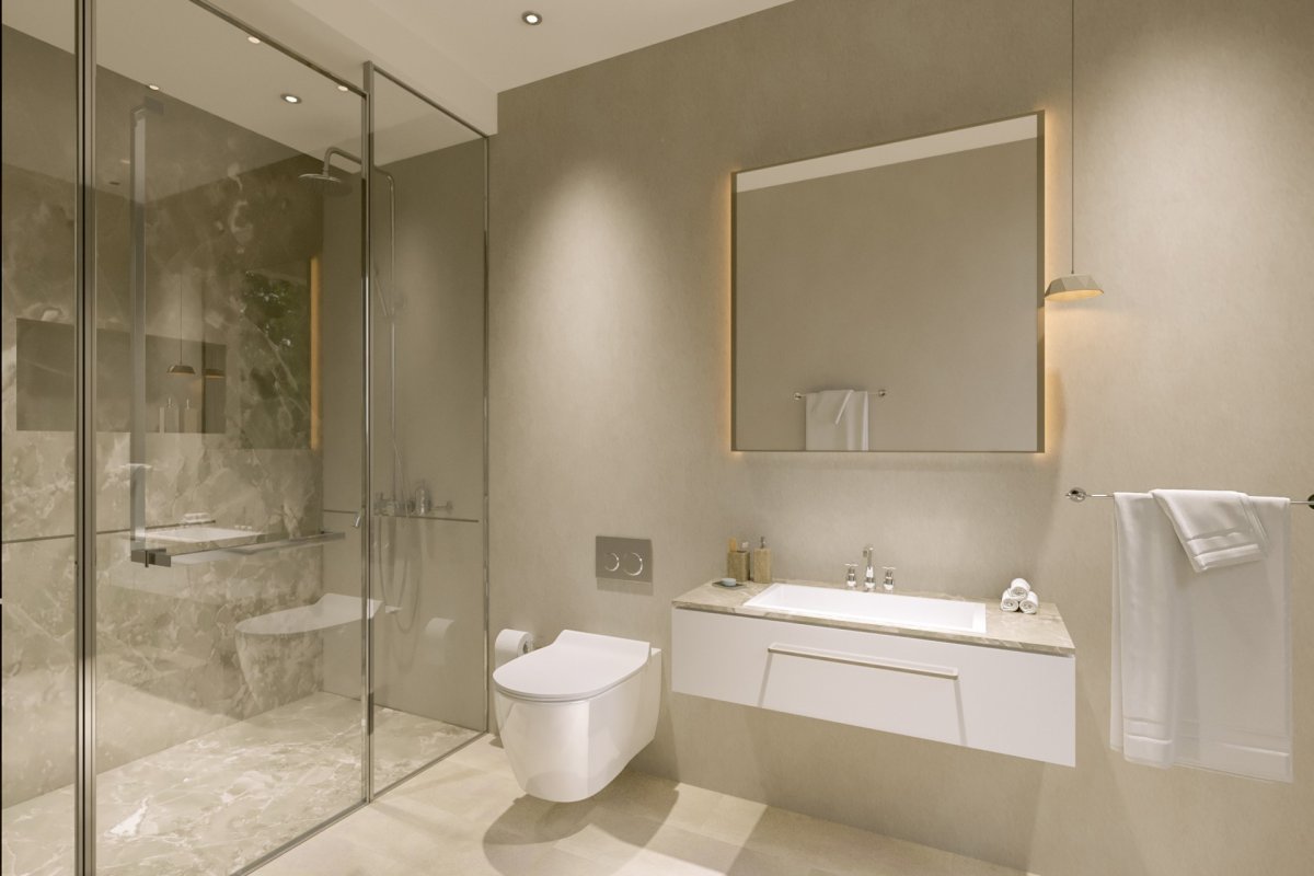 Mit Concierge und eigenem Fitness - Neubau anbester Lage - Dusche