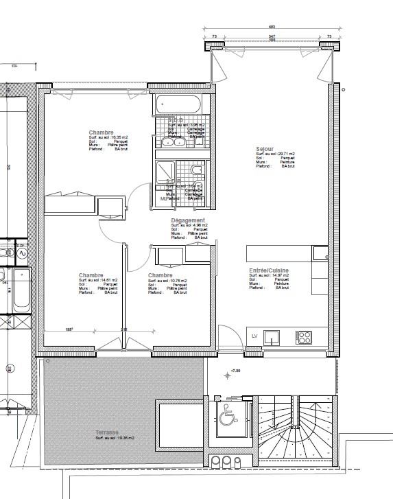 modern appartement Eaux-Vives - Plan 3ieme
