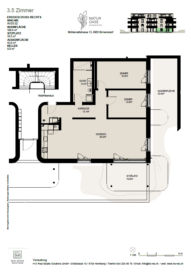 Erstbezug 1. April 2026  Letzte 3.5-Zimmer-Wohnung (100 m2) im Erdgeschoss in ruhiger Lage nahe Zürich - Bild 7