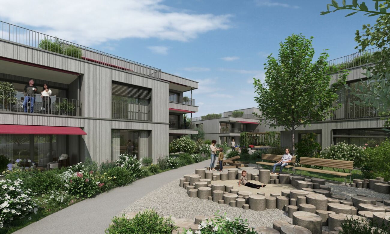 Moderne Neubauwohnungen in Fahrwangen - ruhig gelegen + zentrumsnah - Visualisierung Innenhof