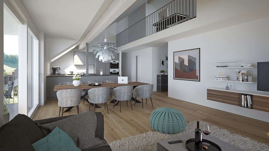 3.5-Zimmer-Dachwohnung mit Galerie, Balkon und Loggia im Rodacher - Bild 2