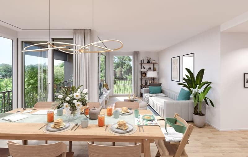 Top moderne Wohnung in hochwertigem Neubau "Allverte" in Allschwil - Wohnzimmer